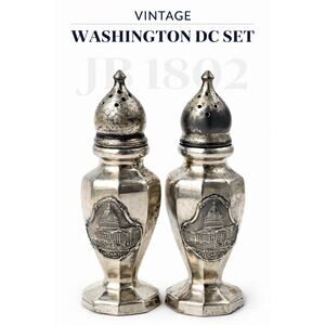 Vintage Washington DC Capitol Salt & Pepper Shakers Silverplate Set Souvenir